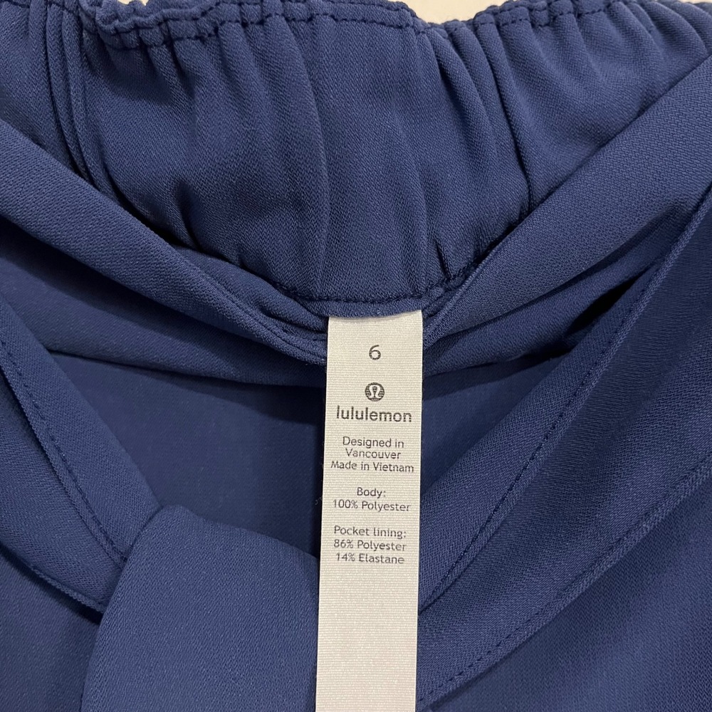Lululemon Noir Pant Wide Leg Pleated Tie Waist Pull On Blue Size 6 Office Career - Picture 5 of 5